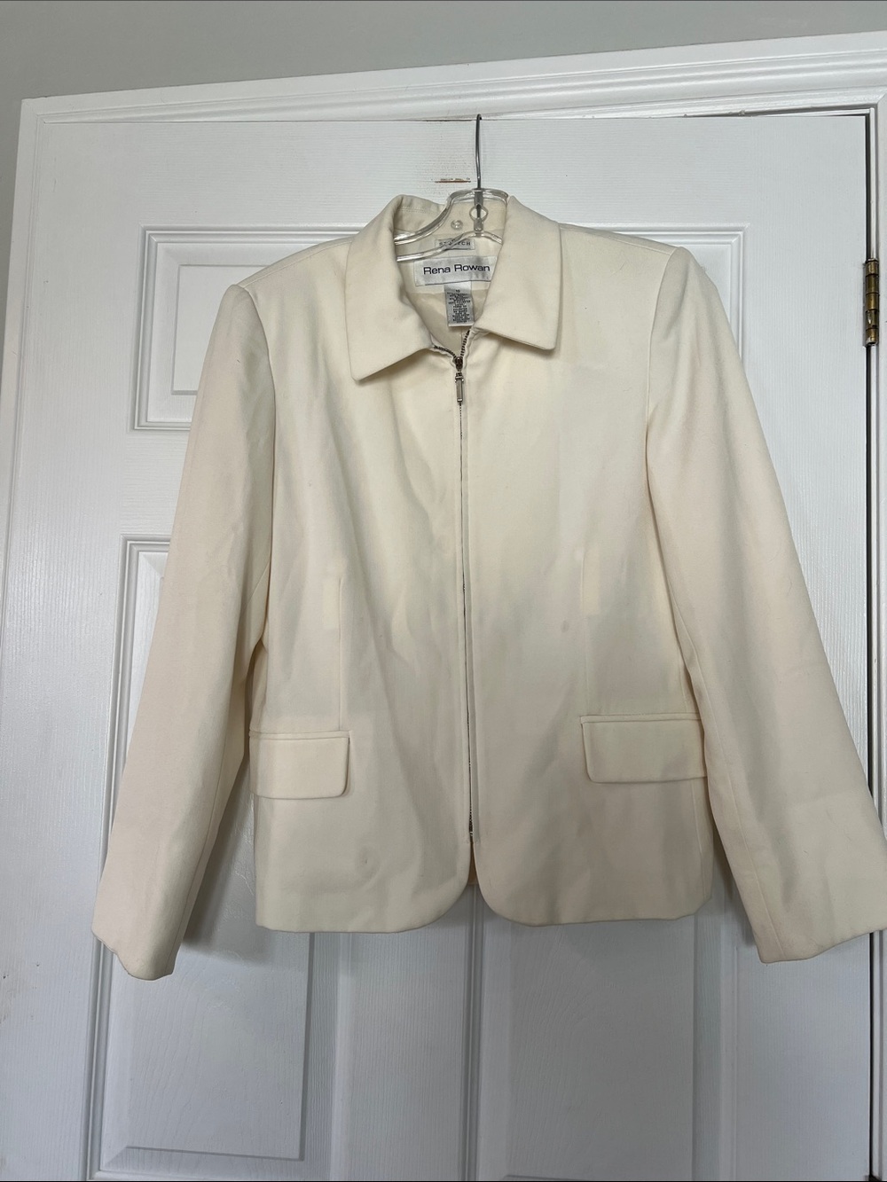Rena Rowan Cream Zip-Front Blazer